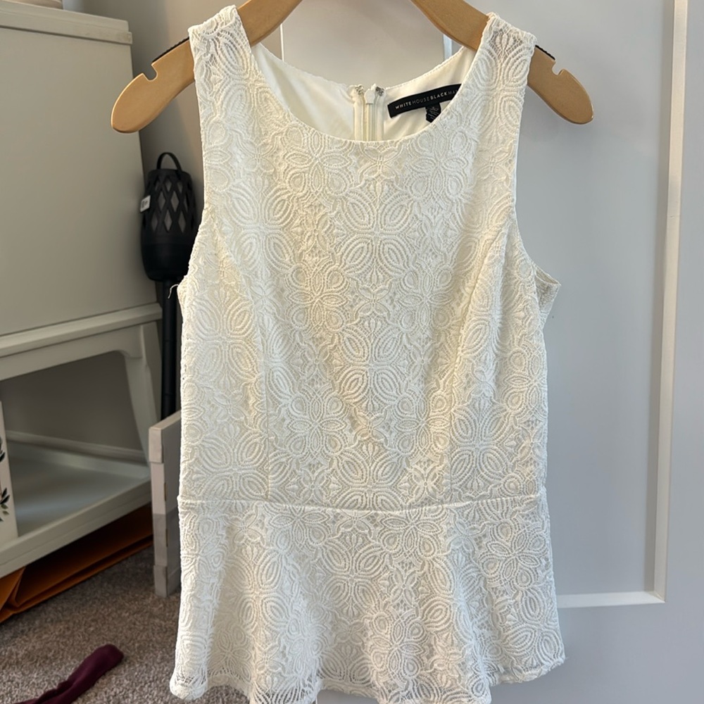 WHBM Cream Ecru Off White Lace Bodice Top Size 2 White House Black Market XS